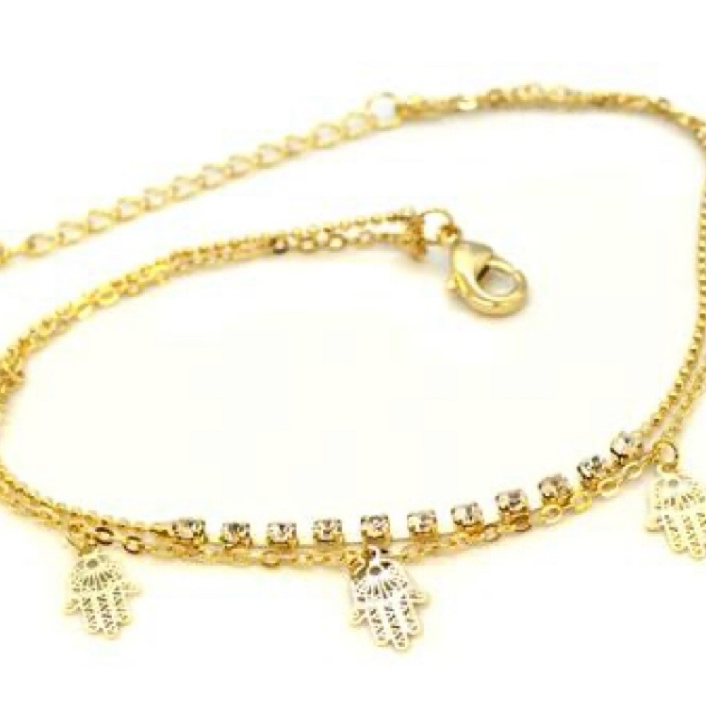 14K Gold Hamsa Charm Anklet